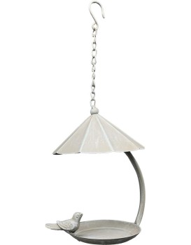 Závěsné krmítko s dekorativním ptáčkem BIRDY 43 cm bílé