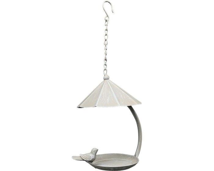 Závěsné krmítko s dekorativním ptáčkem BIRDY 43 cm bílé