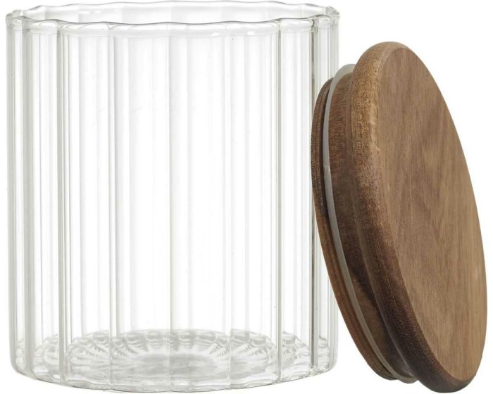 Skleněná kuchyňská dóza Arno 500 ml čirá/akáciové dřevo