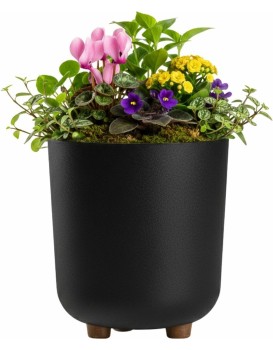 Plastový květináč na nožičkách Terra 27,4x24,2 cm černý