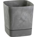 Plastový květináč s podmiskou Cubi 16x16 cm šedý beton