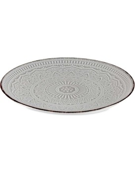 Mělký kameninový talíř MANDALA 27 cm šedý