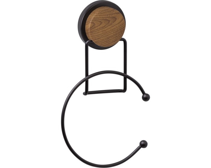 Nástěnný držák na ručníky OKY hnědo-černý