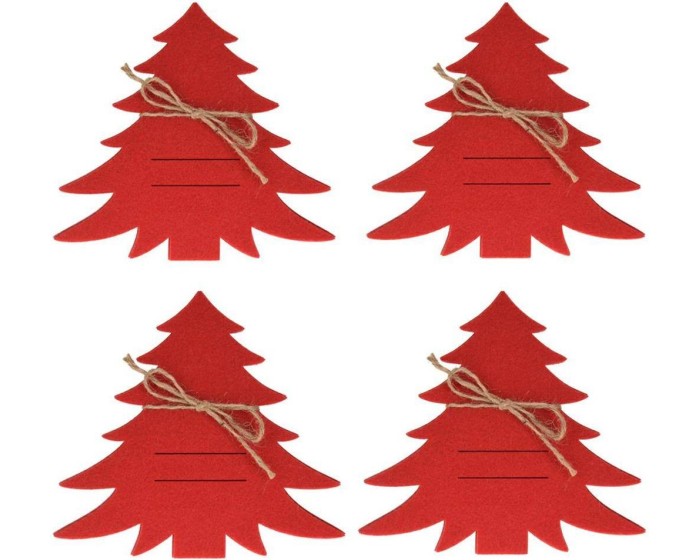 Sada 4 ks vánočních obalů na příbor Red Tree červená