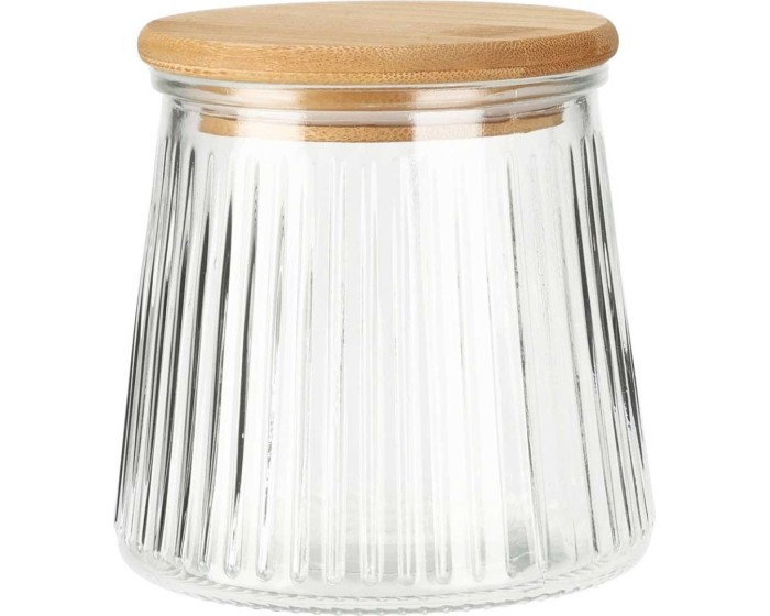 Skleněná dóza na potraviny Elegancia 680 ml bambus/čirá