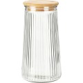 Skleněná dóza na potraviny Elegancia 1400 ml bambus/čirá