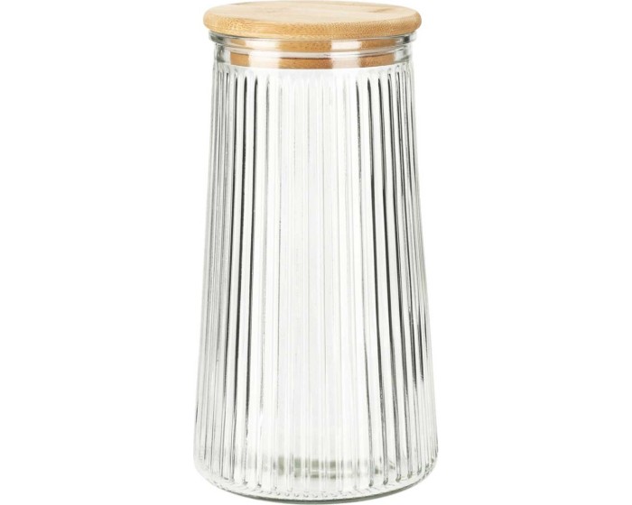 Skleněná dóza na potraviny Elegancia 1400 ml bambus/čirá