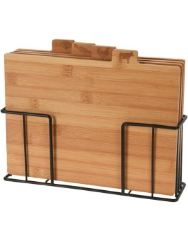 Sada 4 ks bambusových prkének na krájení ve stojanu TIMBER hnědá 