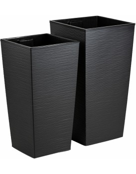 Sada 2 ks květináčů Porto Riflo 75x39,6/67,7x35 cm černá