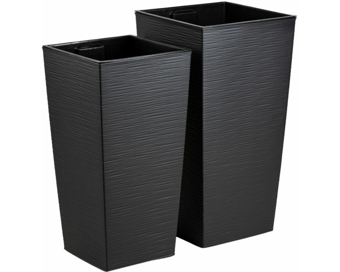 Sada 2 ks květináčů Porto Riflo 75x39,6/67,7x35 cm černá