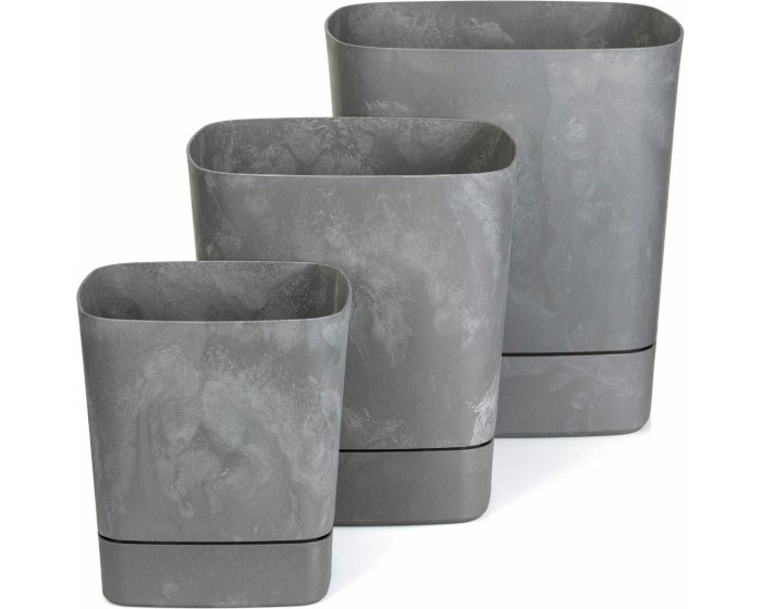 Sada 3 ks květináčů Cubi 16x16/19x19/25x25 cm šedý beton