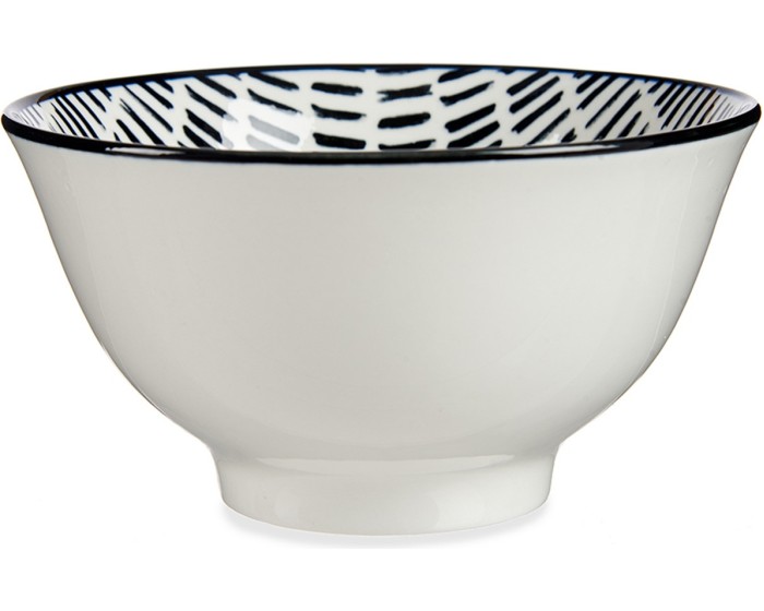 Porcelánová miska na polévku LINEAS 16 cm bílá/černá 