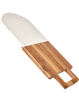 Krájecí prkénko s úchytem PREPPY 38x18 cm z masivu/bílý mramor