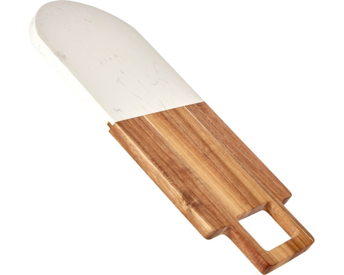 Krájecí prkénko s úchytem PREPPY 38x18 cm z masivu/bílý mramor