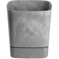 Plastový květináč s podmiskou Cubi 16x16 cm šedý beton
