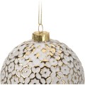 Sada 12 ks skleněných vánočních baněk SPARKLY bílá/zlatá