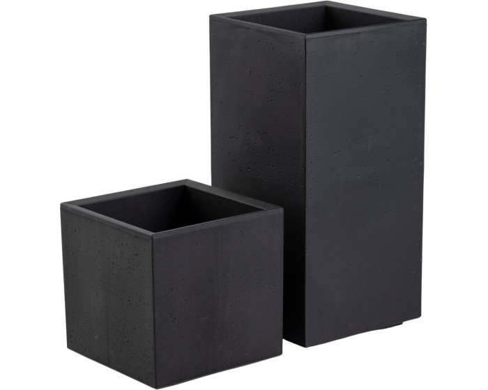 Sada 2 ks květináčů BETONIQUE 30x30/30x60 cm beton černá