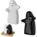 Sada 2 ks keramické slánky a pepřenky SALT & PEPPER černá/bílá