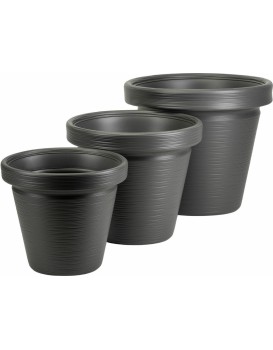 Sada 3 ks květináčů SRTIA RIFLO 47,9x55/40x46/33,9x39 cm antracitová