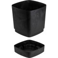 Plastový květináč s podmiskou Cubi 16x16 cm černý beton
