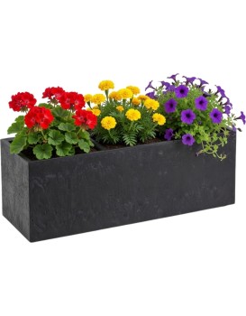 Květináč na kolečkách BETONIQUE 90x30 cm černý beton