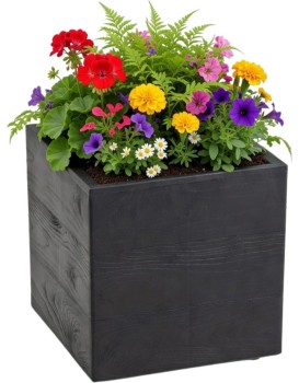 Květináč na kolečkách BETONIQUE 30x30 cm černé dřevo