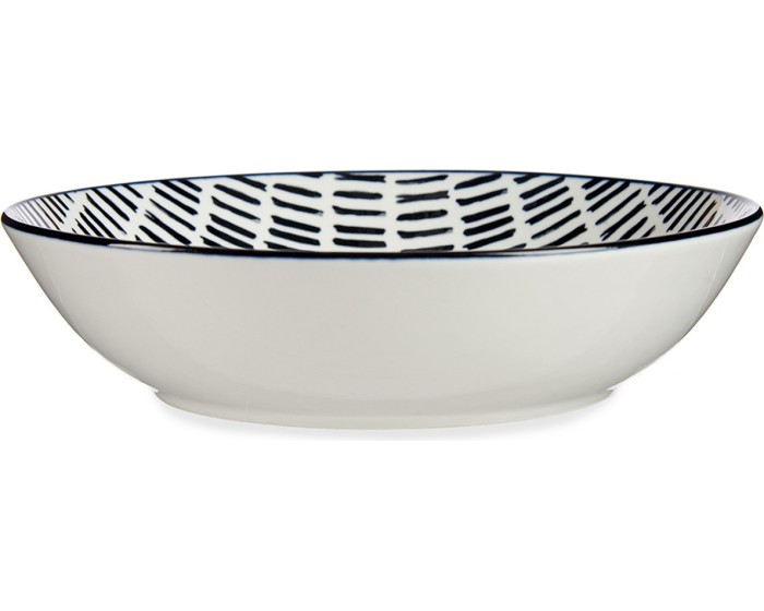 Porcelánový hluboký talíř LINEAS 20 cm bílý/černý