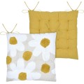 Oboustranný podsedák na židli Camille 38x38 cm žlutý/bílý