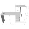 Psací stůl LAURA s vestavěnou skříňkou a policemi borovice/bílý