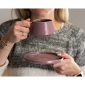 Sada 2 ks šálků a podšálků Luna béžová/fialová
