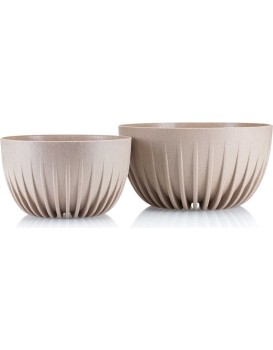 Sada 2 květináčů STRIPPED ECO latte