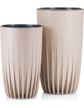 Sada 2 květináčů STRIPPED ECO Latte
