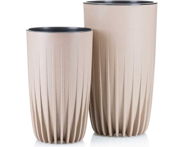 Sada 2 květináčů STRIPPED ECO Latte