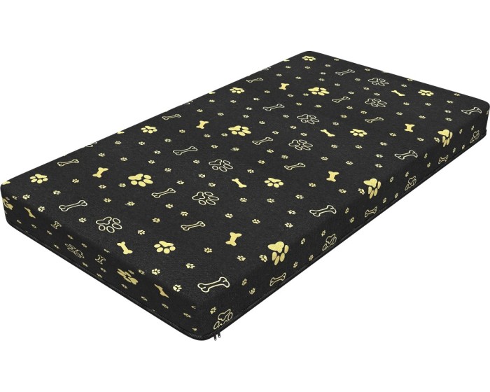 Matrace pro psy SLOOKE 120x80x4 cm černá/zlaté tlapky