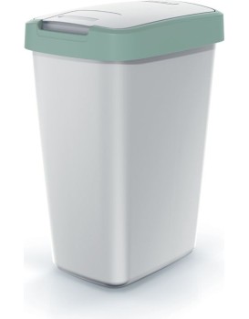 Odpadkový koš COMPACTO FLAS s víkem popelavě šedý/světle zelený