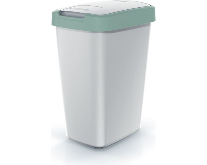 Odpadkový koš COMPACTO FLAS s víkem popelavě šedý/světle zelený