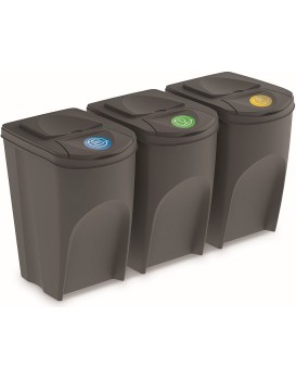 Sada košů na třídění odpadu ECOBOX 3x35L šedý kámen