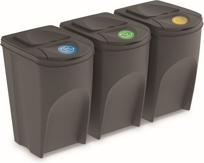 Sada košů na třídění odpadu ECOBOX 3x35L šedý kámen