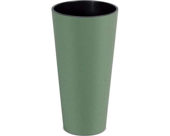Plastový květináč Tubusy Slim Eco Wood 25 cm zelený