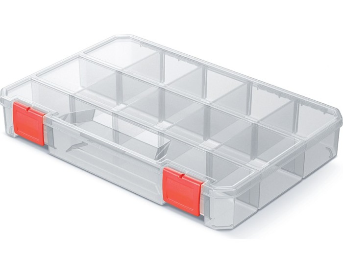 Organizér RQS BOX 27,5x18,6x4,1 cm transparentní/červený