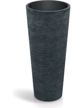 Plastový květináč TUBRAN ROUND SLIM černý granit