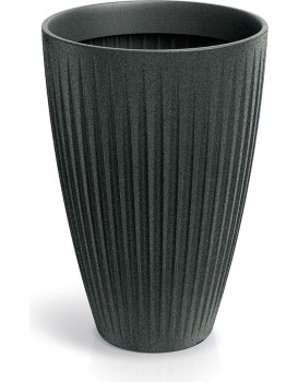 Vysoký květináč LATIE ROUND II 40 cm granitově černý