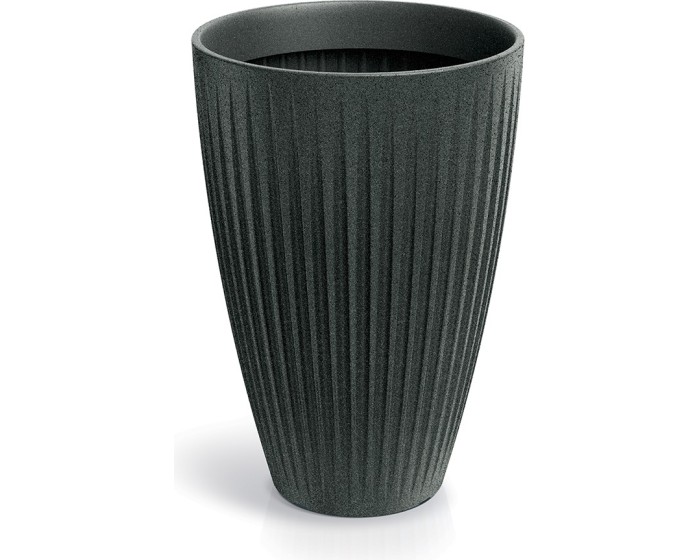 Vysoký květináč LATIE ROUND II 40 cm granitově černý