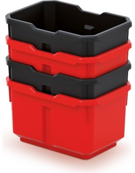 Sada úložných boxů 4 ks TITANIO 15,6 x 11 x 19,5 cm černo-červená
