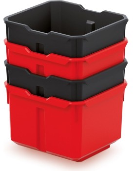 Sada úložných boxů 4 ks XEBLOCCK 15,7 x 14 x 21 cm černo-červená