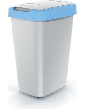 Odpadkový koš COMPACTO FLAS s víkem popelavě šedý/světle modrý
