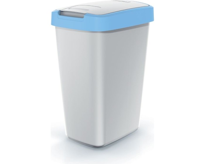 Odpadkový koš COMPACTO FLAS s víkem popelavě šedý/světle modrý