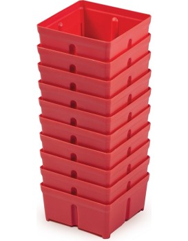 Sada 10 plastových boxů na nářadí TIGER BOX 10,5x10,5x5 cm červená
