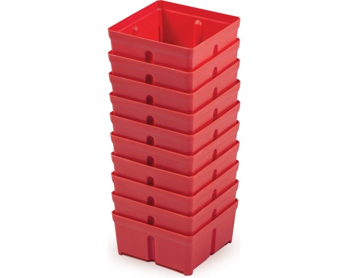 Sada 10 plastových boxů na nářadí TIGER BOX 10,5x10,5x5 cm červená