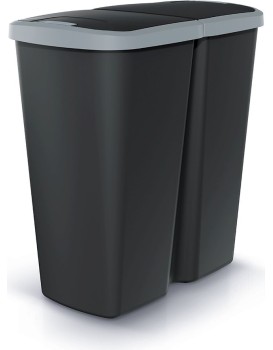 Odpadkový koš COMPACTO DUA černý/světle šedý